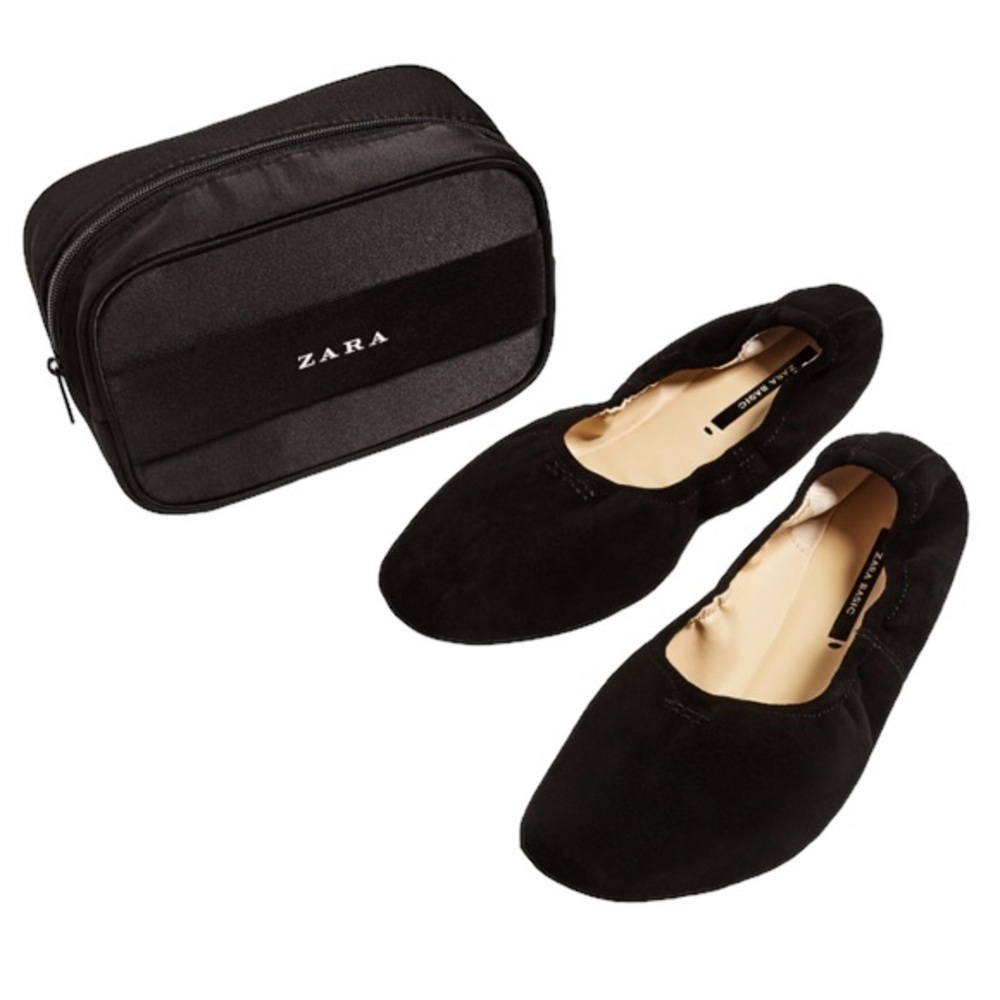 ZARA Black Ballet Flats Foldable